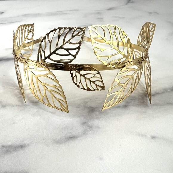 Greek Goddess Golden Metal Leaf Headband - Picture 1 of 6